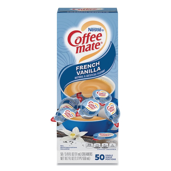 Coffee Mate Liquid Coffee Creamer, French Vanilla, 0.38 oz Mini Cups, PK50 35170 - main